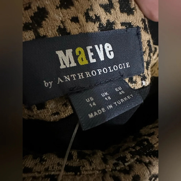 Anthropologie Maeve Animal Print Knit Cut Out Mini Dress. NWT Size US 14 - Picture 9 of 15